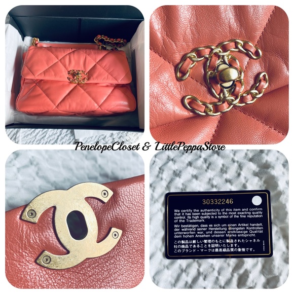 NEW 100% AUTHENTIC CHANEL 19 LARGE HANDBAG IN CORAL - Picture 8 of 8